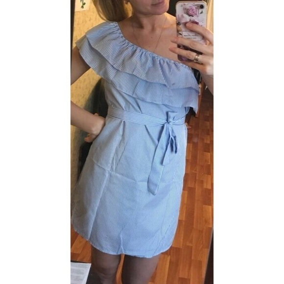 New Plaid blue Dress Off Shoulder strapless - Picture 5 of 5